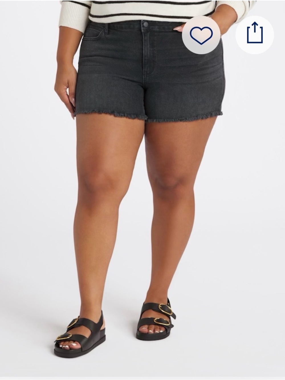 JUST USA Black Washed Denim Shorts Plus Size 18W Frayed Hem MADE IN USA